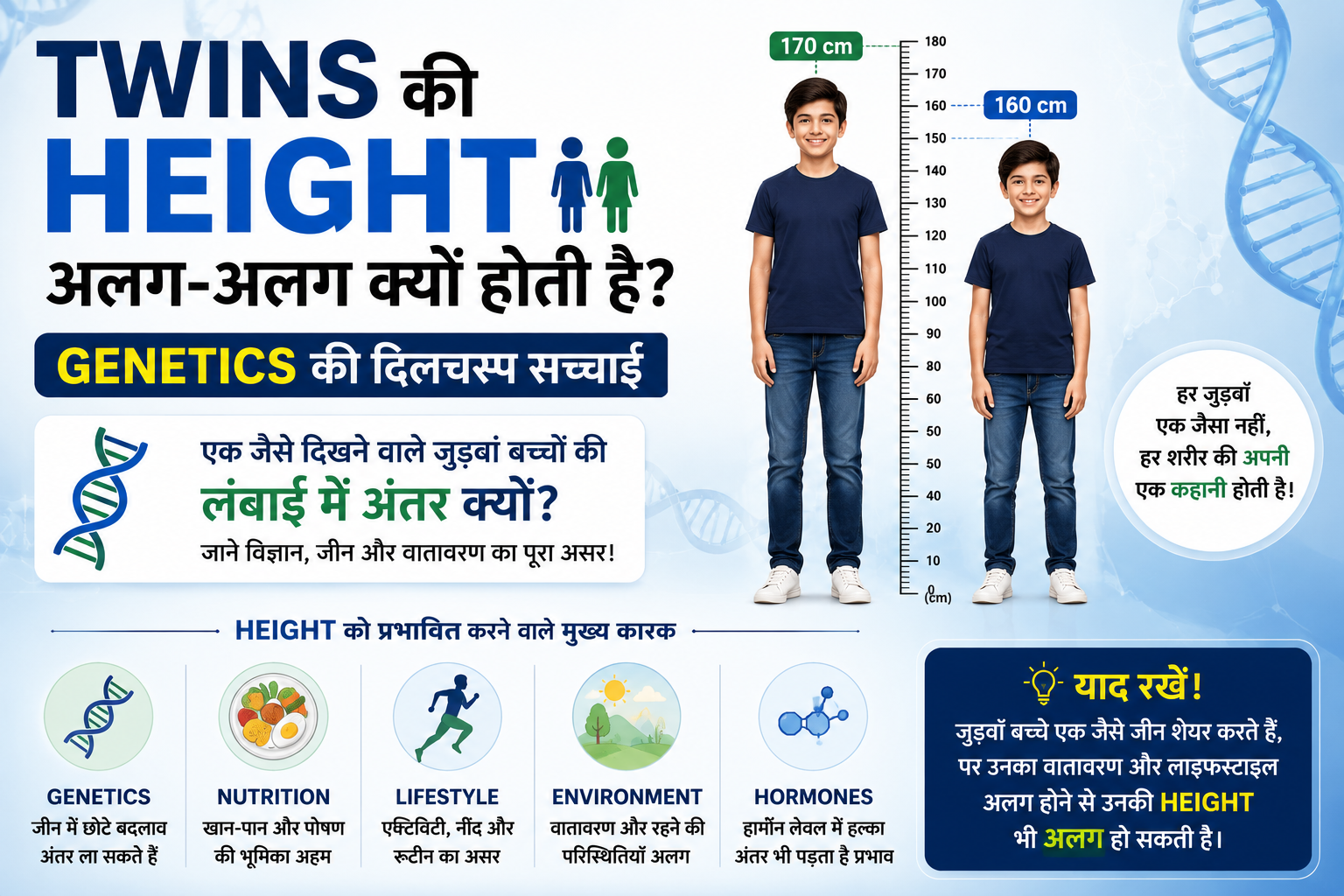 Twins की Height अलग-अलग क्यों होती है? Genetics की दिलचस्प सच्चाई